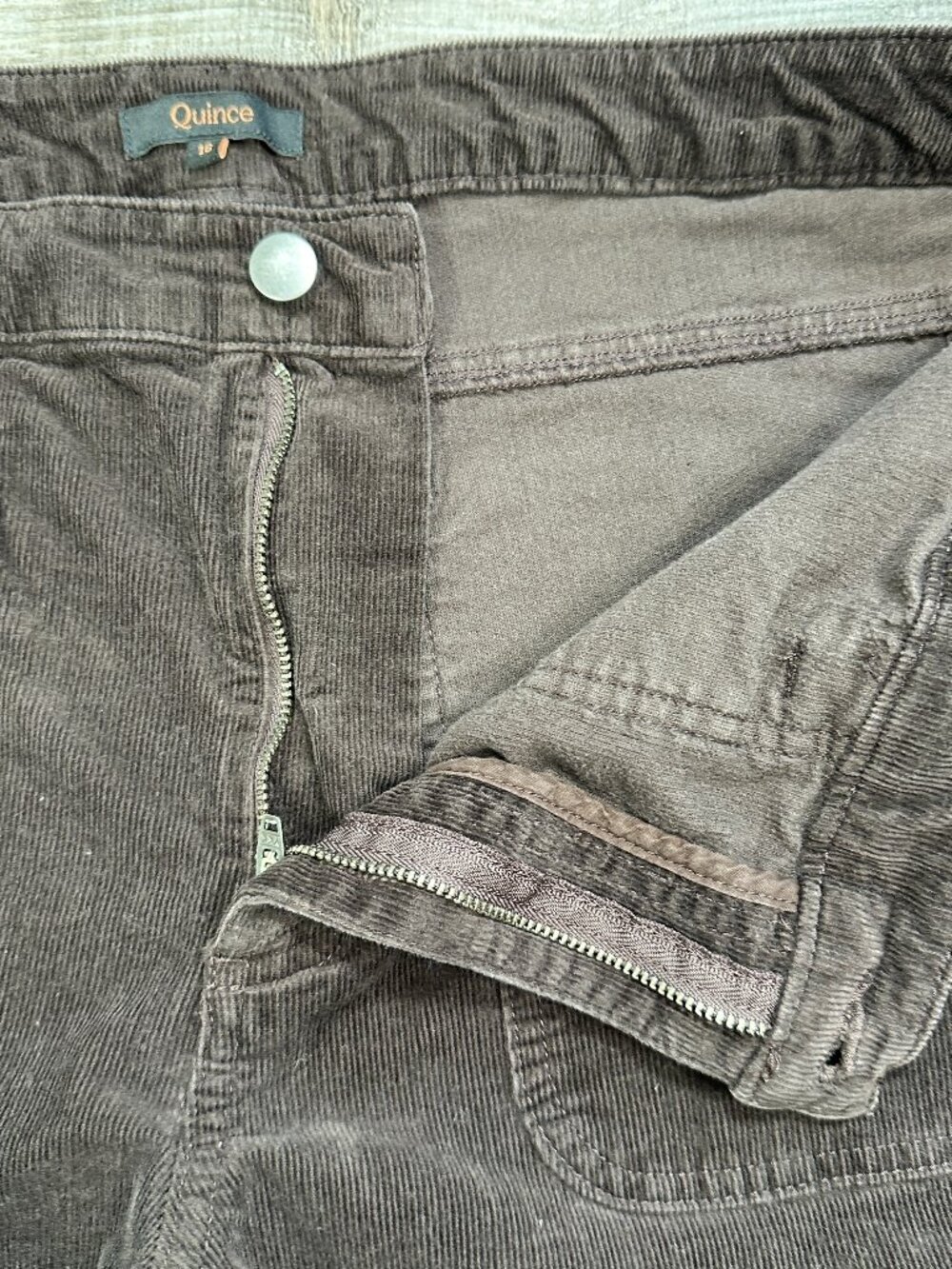 Quince Women Stretch Corduroy Cropped Wide Leg Pants Patch Pockets Espresso 16 - Picture 8 of 10